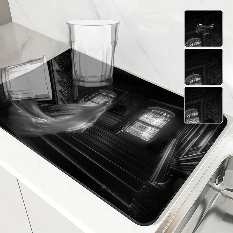 Axyaa Ghost House Absorbent Anti-slip Dish Mat
