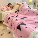 Axyaa Cartoon Bowknot Coral Fleece Blanket: Thick, Warm for Bed, Sofa, Nap
