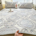 Axyaa Natural Latex Summer Mat Set with Silk Thicken Bed Pad, Pillowcase & Ice Silk Sheet