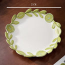 Axyaa Retro Flower Vine Ceramic Plate: High-end Steak Plate for Home & Restaurant
