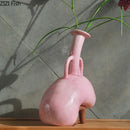 Axyaa Abstract Ceramic Vase with Artificial Flowers for Aesthetic Room Decor