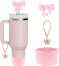 Axyaa Pink Bow Silicone Cup Accessories Set for 30/40 OZ Tumbler