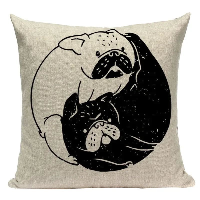 Axyaa Pug Dog Sport Symmetry Cushion Cover Pillow Case