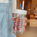 Axyaa Glass Water Bottle with Tea Infuser Filter Straw, Cute Portable Kawaii Drinking Cup