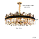 Axyaa Smoky Grey Crystal Chandelier LED Pendant Light, Luxe Leather, Dimmable for Living Room