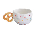 Axyaa 350ML Ceramic Coffee Cup with Bread Knot Handle - White