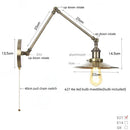 Axyaa Vintage Industrial Style Wall Sconce Lamp, Long Arm Adjustable LED, Pull Chain Switch