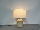 Axyaa Travertine Table Lamp with Fabric Lampshade & LED Bulb