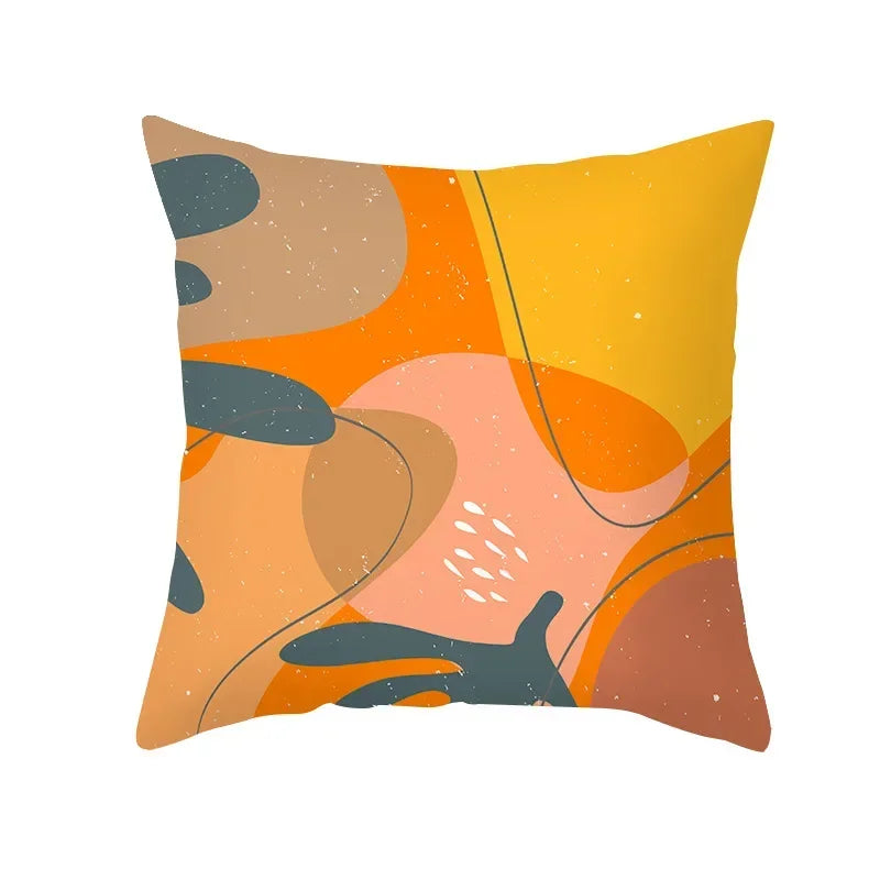 Axyaa Yellow Orange Abstract Geometry Print Pillow Cover 45x45cm