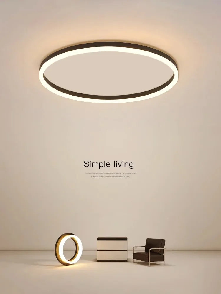 Axyaa Circle LED Ceiling Light - Dimmable Modern Minimalist Nordic Bedroom Chandelier