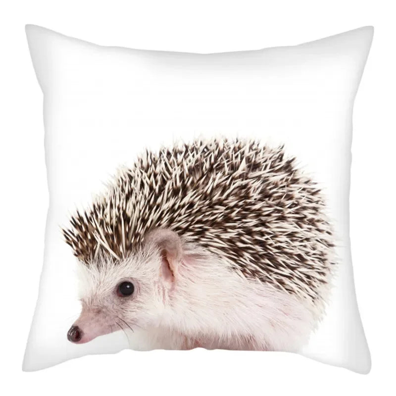 Hedgehog Print Pillow Cover for Home Sofa Decor 45X45cm - Axyaa