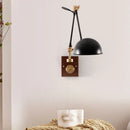 Axyaa Walnut Copper Wall Lamp: Luxury Rotating Reading Light for Bedroom & Living Room