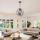 Axyaa Modern Black Twisted Iron Farmhouse Chandelier for Kitchen Island