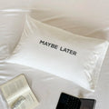 Axyaa White Cotton Pillowcase with Letter Print, Soft & Breathable Single Cover