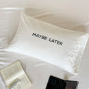 Axyaa White Cotton Pillowcase with Letter Print, Soft & Breathable Single Cover