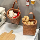 Axyaa Rattan-Style Kitchen Storage Basket Wall Hanging Flower Pot Fruit Vegetable Basket