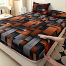 Axyaa Geometric Fitted Sheet Set All-Season Mattress Protector Classic Comfort Deep Pocket Bedding