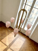 Axyaa pink & white glass pendant light with multiple lamp heads for French living room and bedroom.