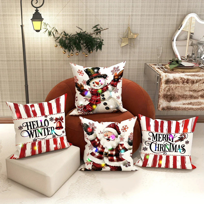 Axyaa Christmas LED Luminous Pillowcase - Santa Claus Snowman Design