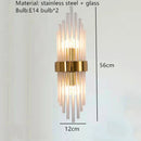 Axyaa Clear Crystal LED Wall Sconces for Bedroom, Stainless Steel Wall Lights for Dining Room