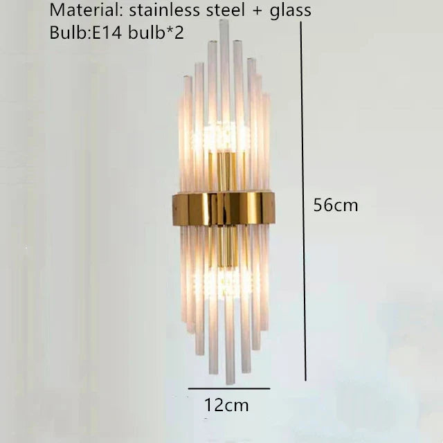 Axyaa Clear Crystal LED Wall Sconces in Gold/Black Stainless Steel