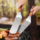 Axyaa BBQ Tool Set with Wooden Handle and Iron Plate - Stainless Steel Shovel