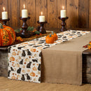 Watercolor Pumpkin Black Cat Table Runner by Axyaa