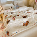 Axyaa Cartoon Rabbit Flannel Blanket: Winter Cozy Throw for Bed, Sofa, Travel