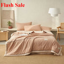 Axyaa Summer Cool Quilt Set - Washed Cotton, Solid Color, Machine Washable