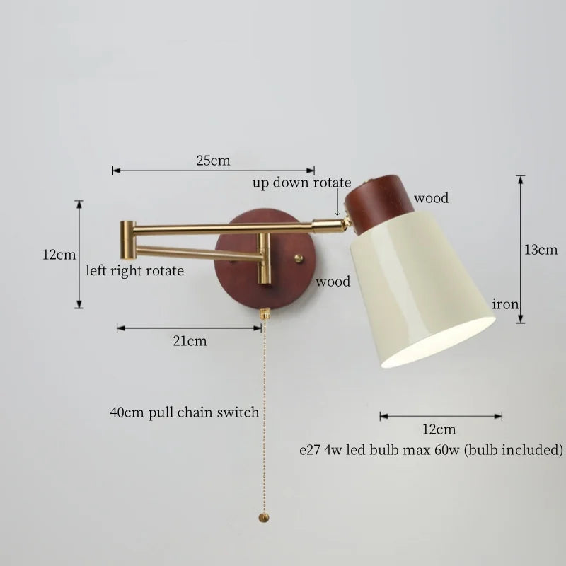 Axyaa White Pumpkin LED Wall Light - Swing Arm Nordic Modern Wandlamp