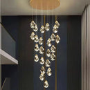 Axyaa Crystal Stair Chandelier LED Ceiling Light for Living Room