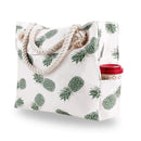 Axyaa Striped Canvas Beach Tote: Foldable, Lightweight, Water-Resistant Travel Bag