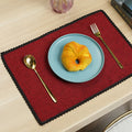 Axyaa Green Lace Edge Dining Table Mats - Set of 6