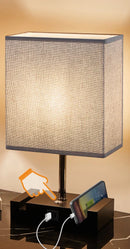 Axyaa Touch Switch Table Lamp with Dual Phone Stands and USB Charging Ports