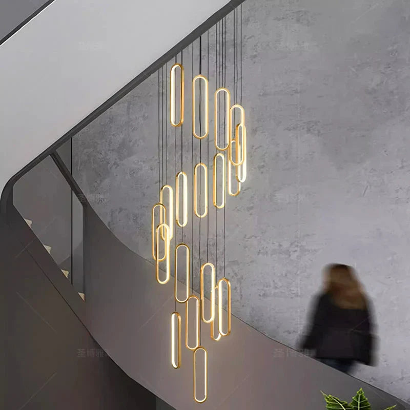 Axyaa Staircase Chandeliers: Modern LED Pendant Light Lamps for Living Room