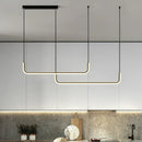 Axyaa Gold U-Shaped Linear LED Island Pendant Light for Kitchen & Dining