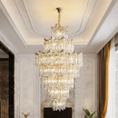 Axyaa Crystal Chandelier for Hollow Living Room - Elegant Luxury Lighting