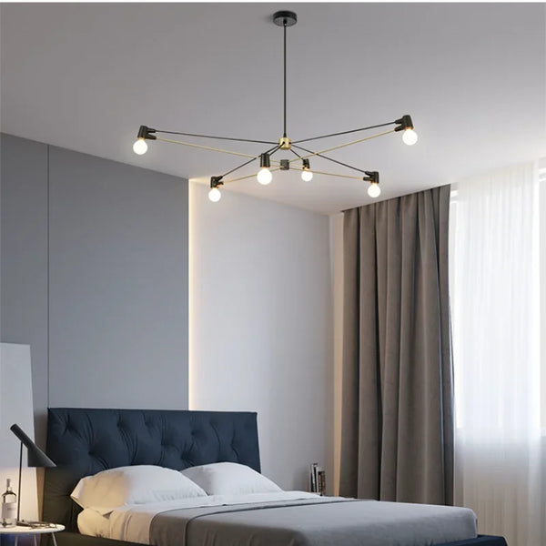 Axyaa Geometric Lines Chandelier: Modern, Nordic Bedroom Lighting Solution