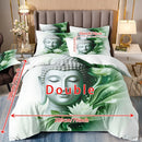 Axyaa Meditation Buddha Statues Pattern Duvet Cover Set