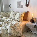 Axyaa Korean Retro Floral King Size Cotton Bedding Set with Sheets