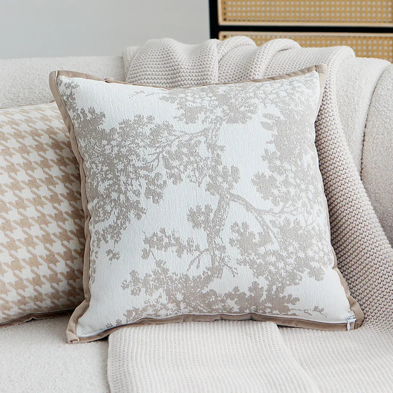Axyaa Soft Fringed Chenille Pillow Cover with Tree Animals Print