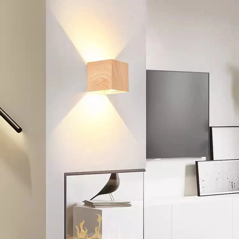 Axyaa Walnut Wood LED Wall Lamp for Room Decor & Lighting
