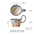 Axyaa Ceramic Handlebar Cup 400ML - Hand Drawn, Couple Coffee Tea Mug