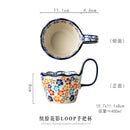 Axyaa Ceramic Handlebar Cup 400ML - Hand Drawn, Couple Coffee Tea Mug