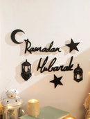 Wooden Ramadan Hanging Ornaments, Star Lantern Moon, Eid Mubarak Decor Axyaa