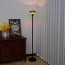 Axyaa Stained Glass Torchiere Floor Lamp Antique Industrial Style Standing Light