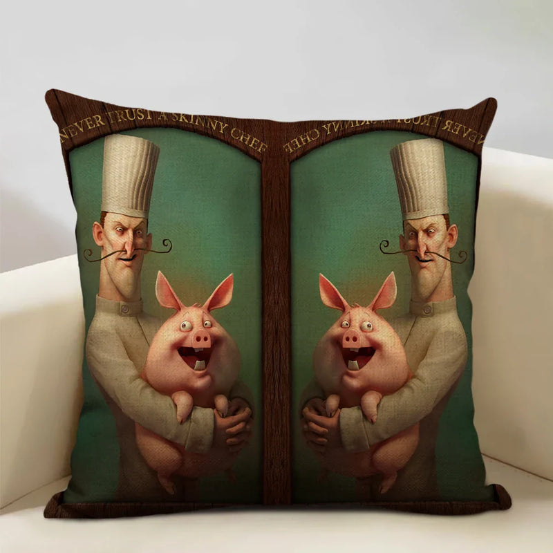Cute Pig Pattern Pillowcase 45x45cm Axyaa Home Decor Sofa Linen Cushion Cover