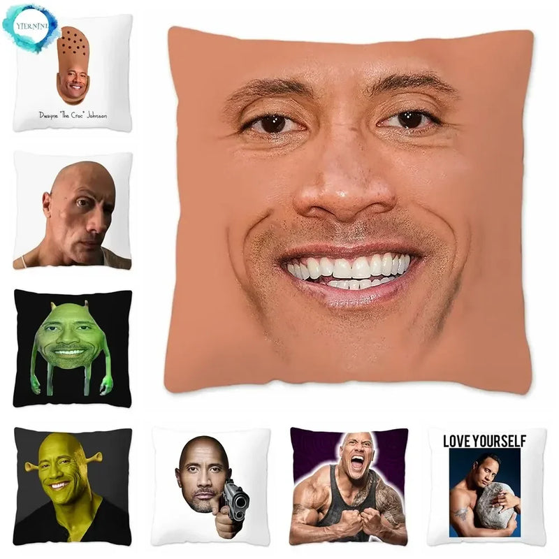 Axyaa Rock Face Cushion Cover: Funny Meme Throw Pillow for Home Decoration