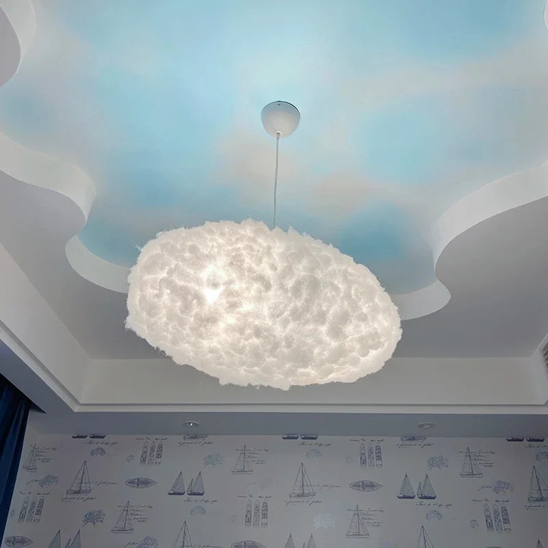 Axyaa Cloud Design White Cotton Pendant Light for Kids and Coffee Room