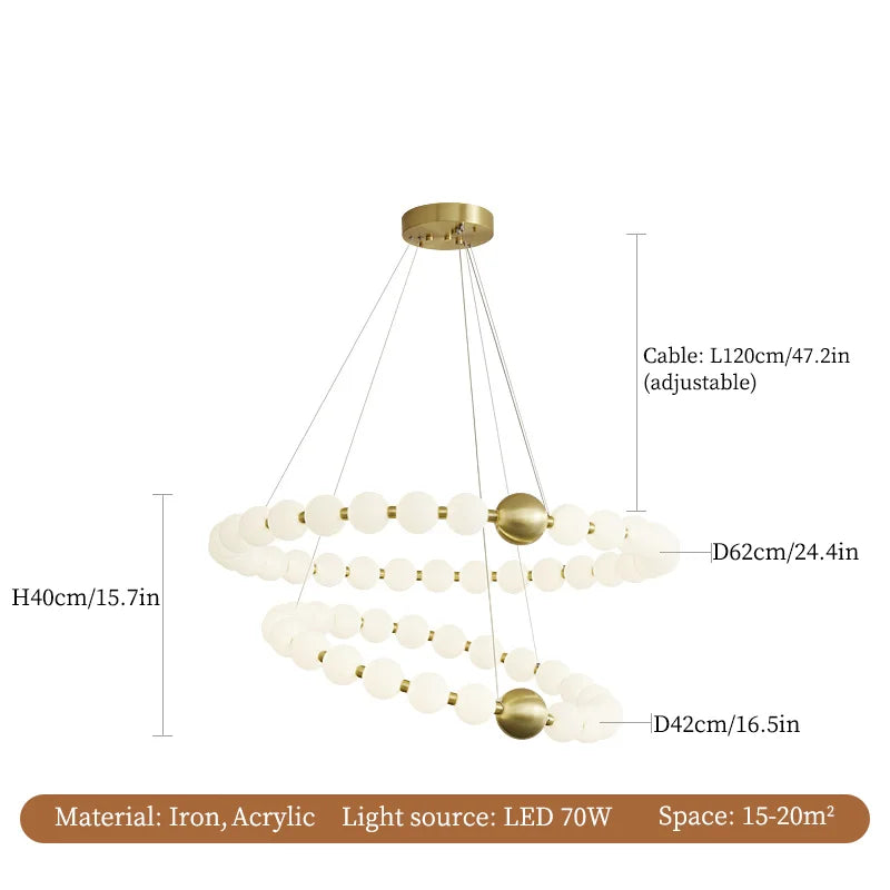 Axyaa White Ball Pendant Chandelier - Luxury LED Ceiling Light for Home Decor